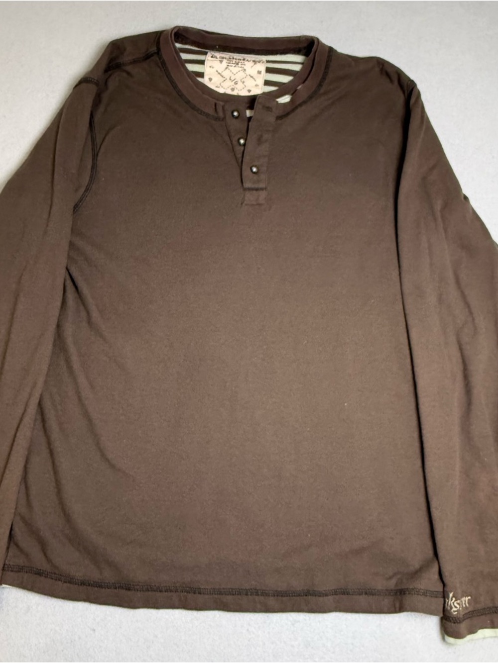 Vintage Quiksilver Shirt Men Large Long Sleeve Graphic Y2K Brown Heavy Layered - Picture 2 of 9